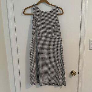 LOFT Black and White Patterned Midi Dress